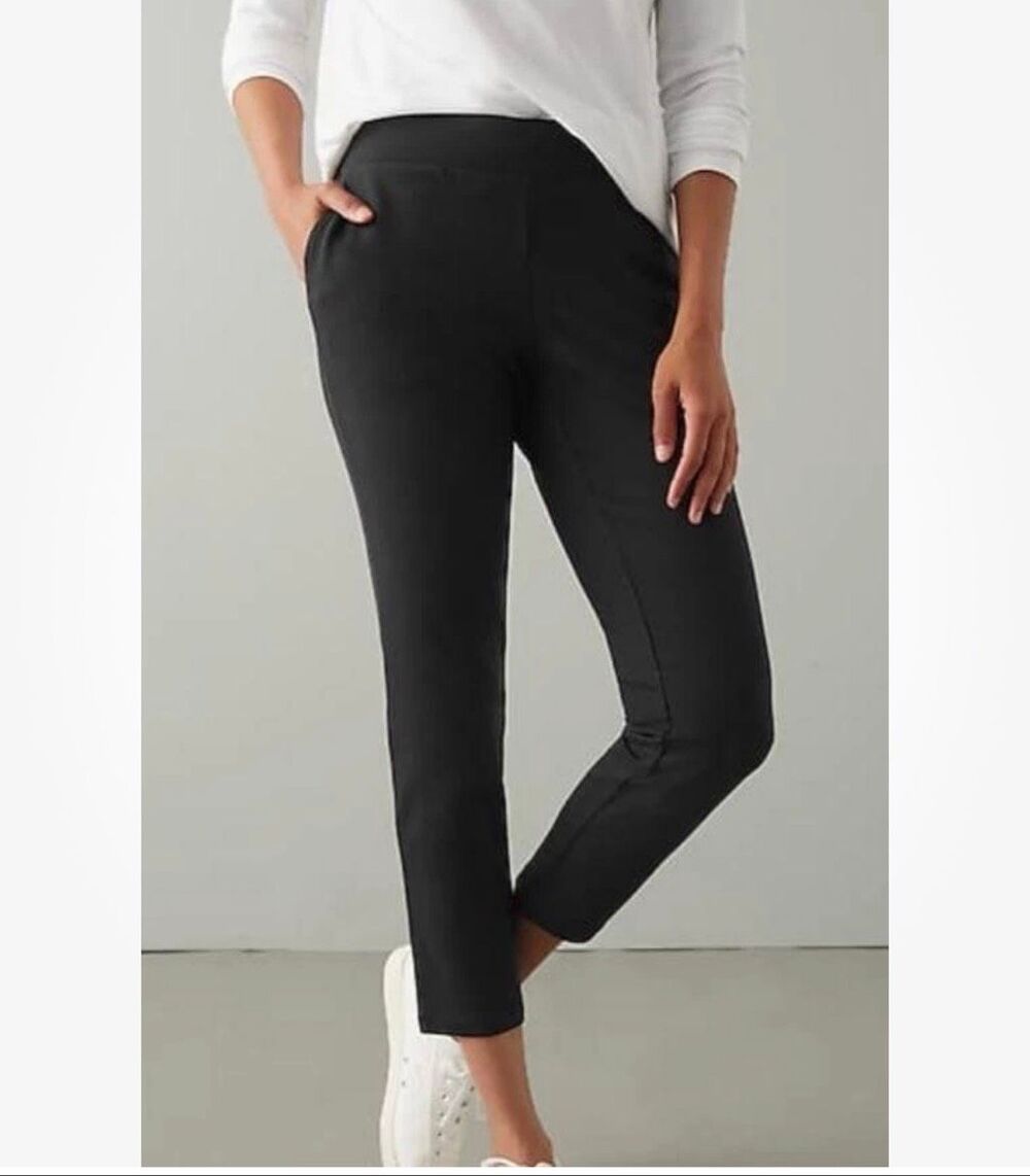 Pure Jill Women's Affinity French Terry Slim Crop Pants Black Size 2X NEW